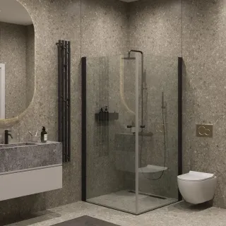 Душевой уголок на монопетле by Deonria U-80-79-6-T-BR1 80x79см чёрный/прозрачный